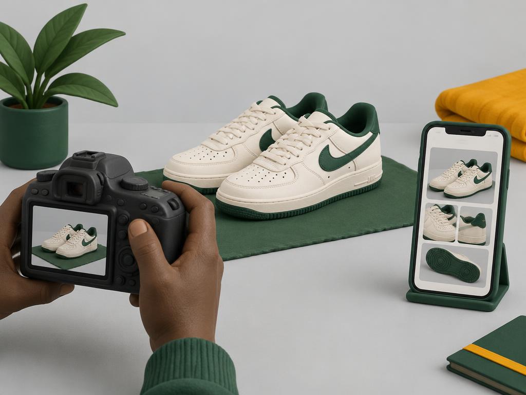 Illustration of photographing shoes for an accurate listing